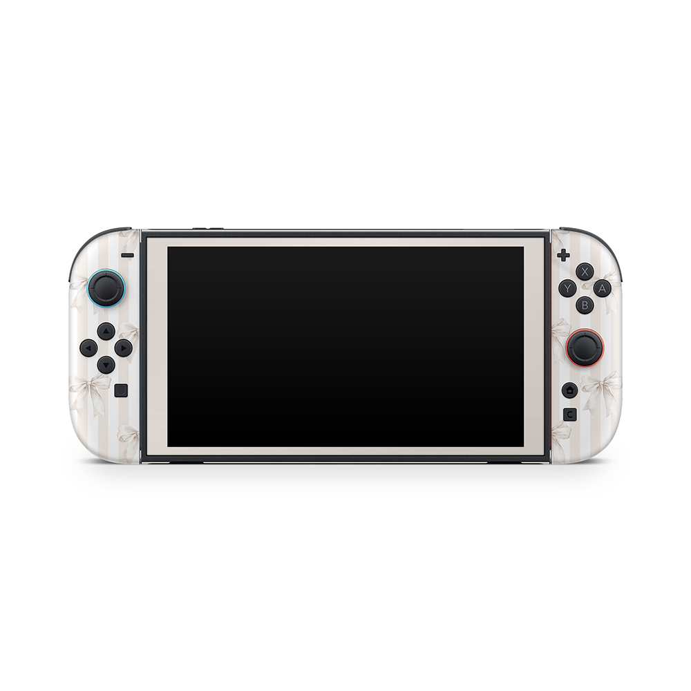Beige Linen Bows Nintendo Switch 2 Skin