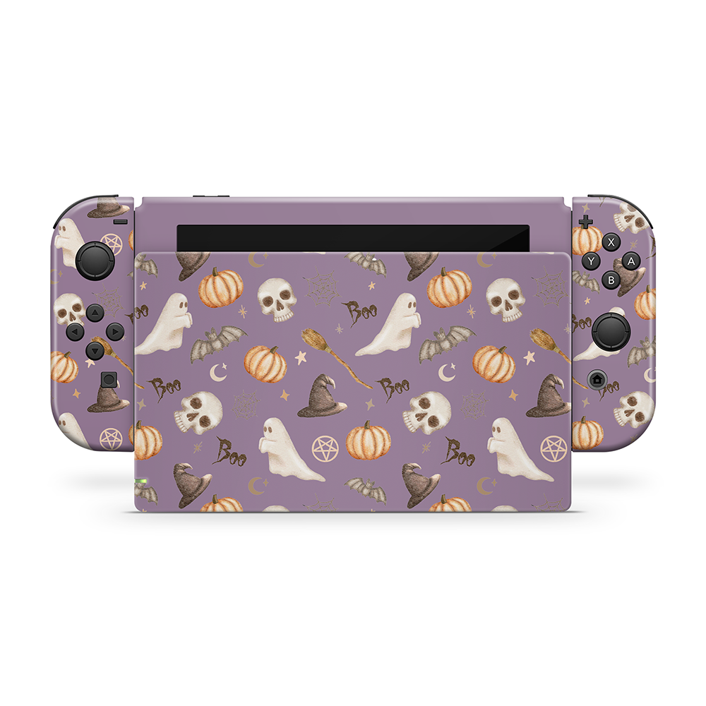 Spooky Things Purple Nintendo Switch Skin