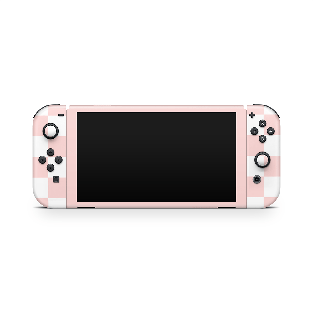 Pink Checkered Nintendo Switch OLED Skin