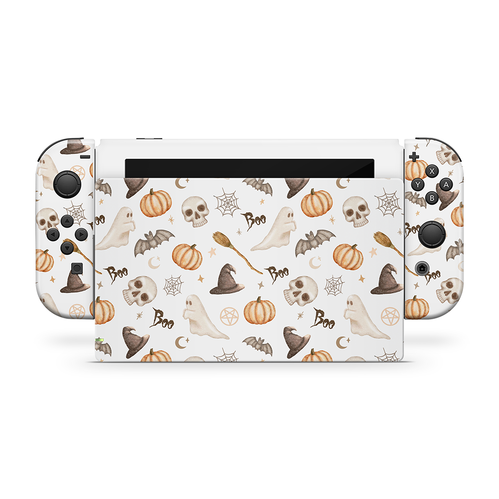 Spooky Things White Nintendo Switch Skin