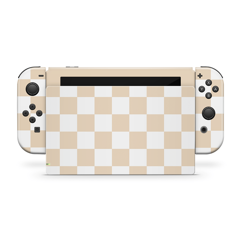 Latte Checkered Nintendo Switch Skin