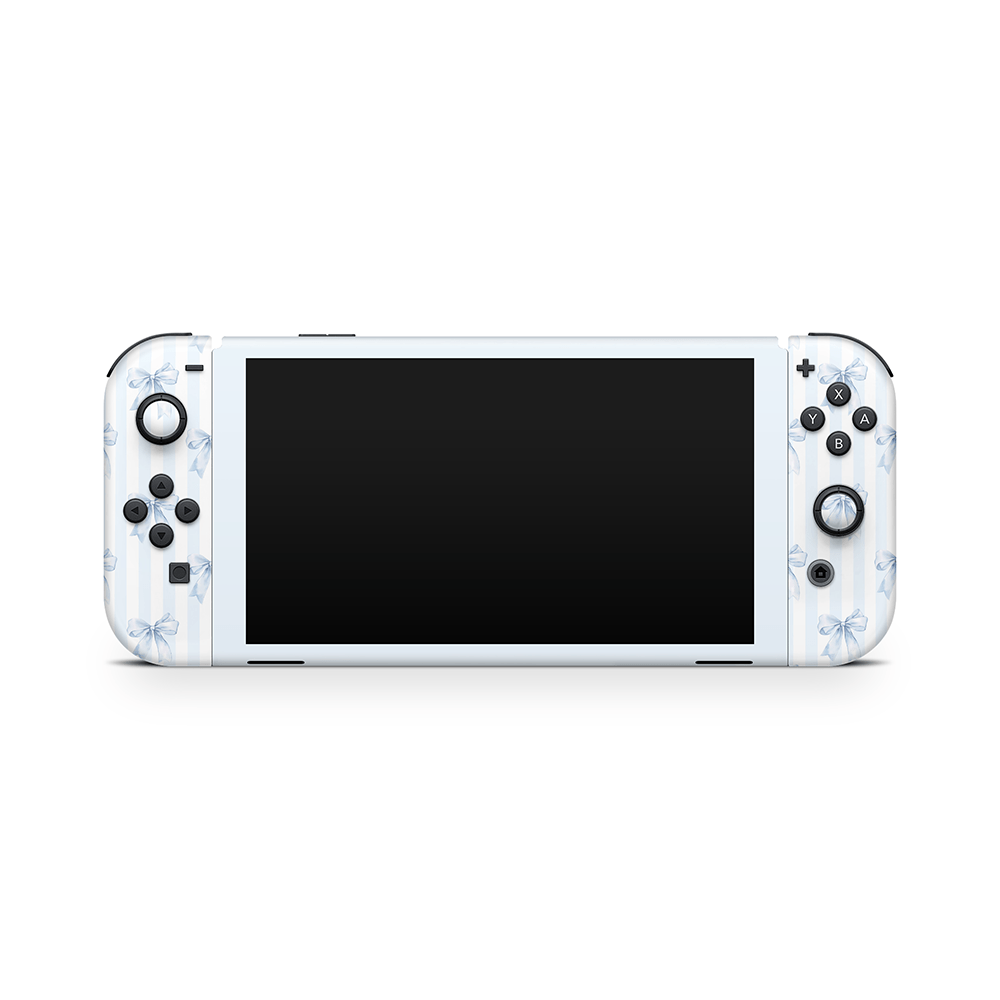 Sky Blue Bows Nintendo Switch OLED Skin