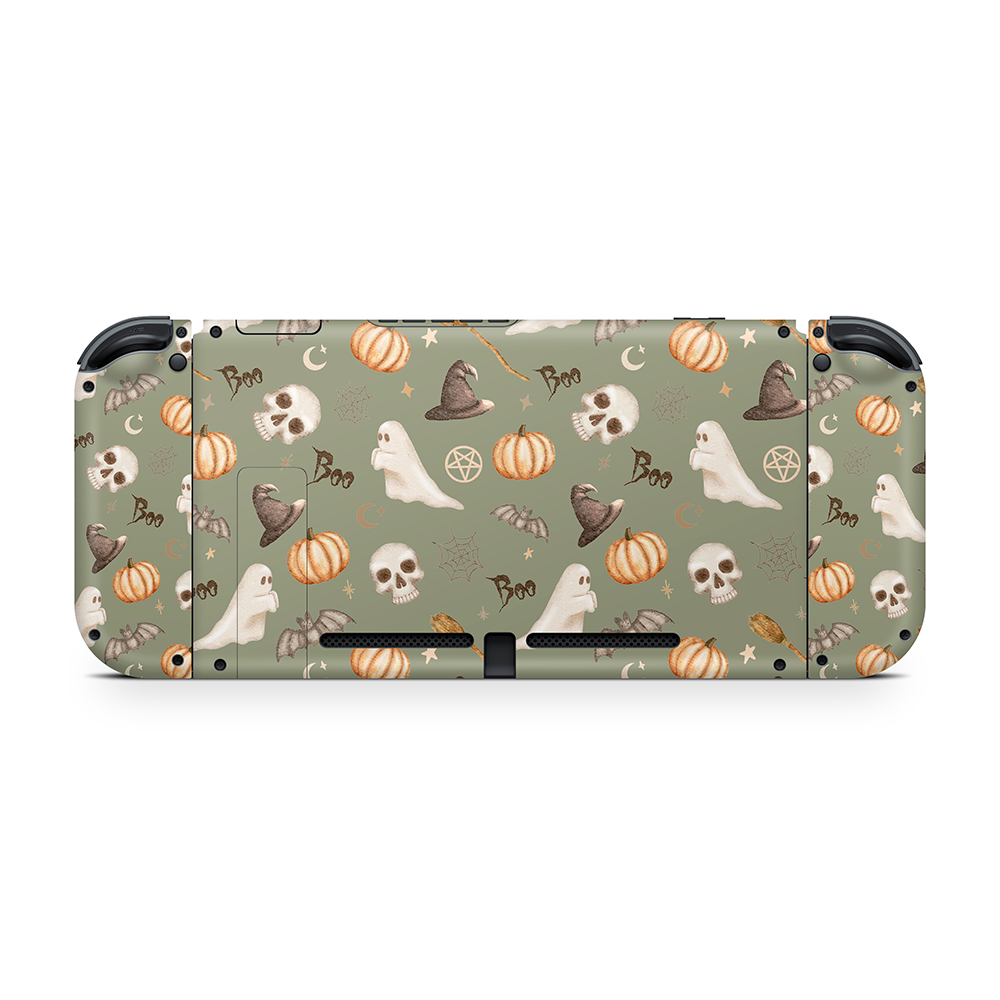 Spooky Things Green Nintendo Switch Skin