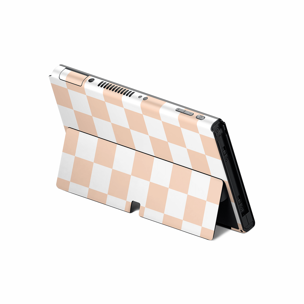 Peach Checkered Nintendo Switch OLED Skin
