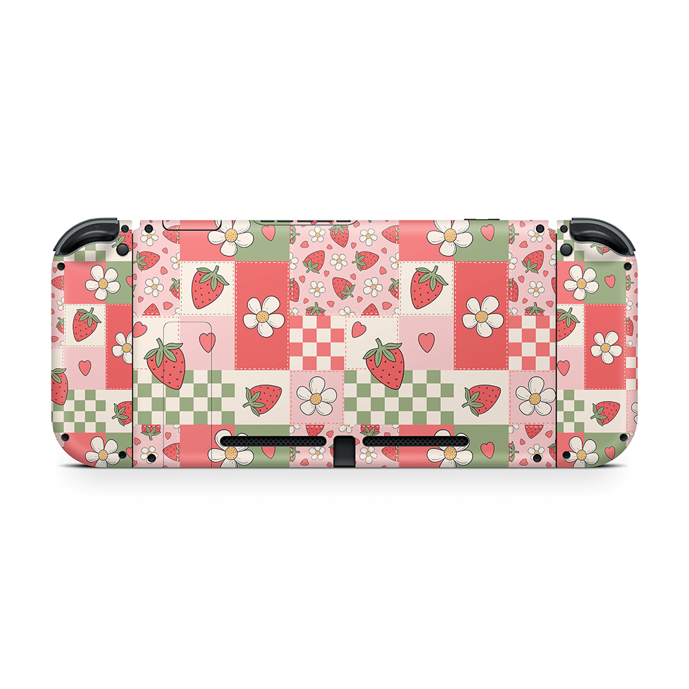 Strawberry Patchwork Nintendo Switch Skin