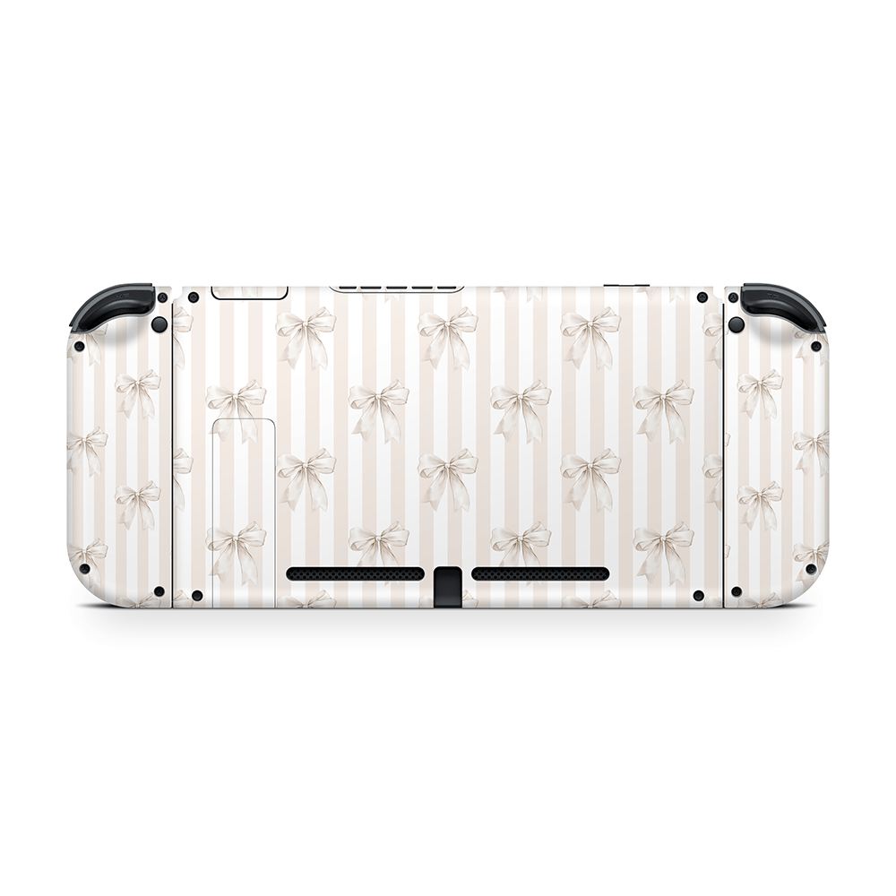 Beige Linen Bows Nintendo Switch Skin