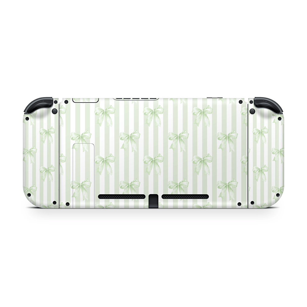 Soft Green Bows Nintendo Switch Skin