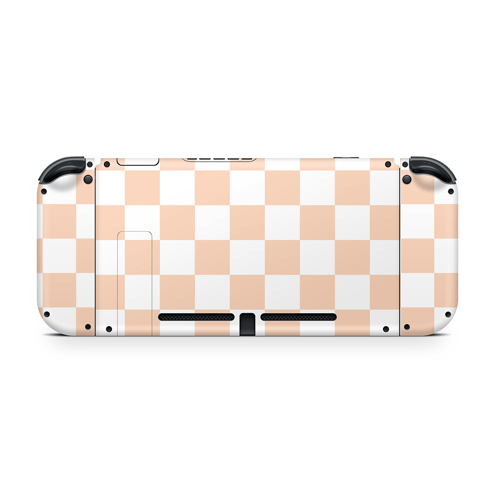 Peach Checkered Nintendo Switch Skin