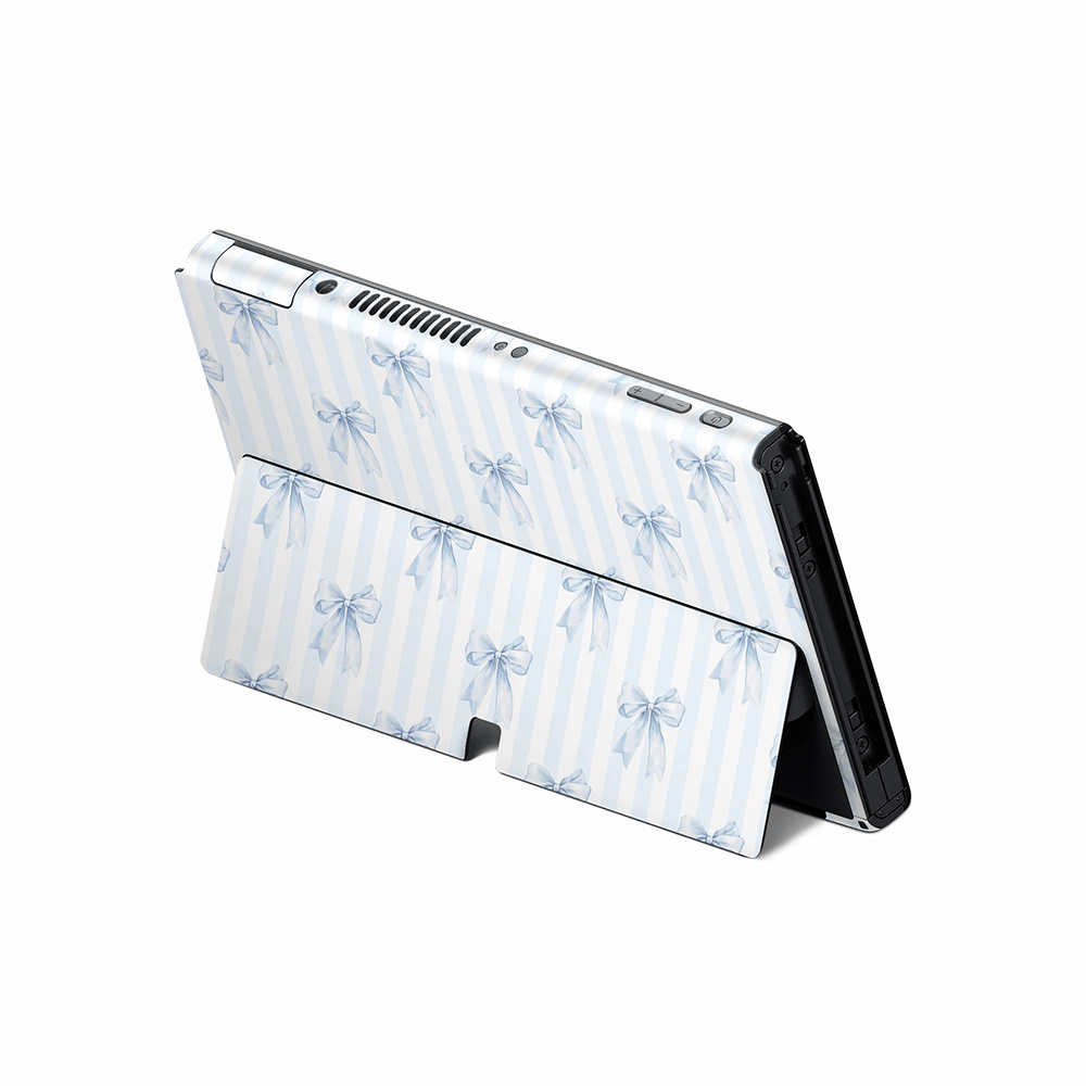 Sky Blue Bows Nintendo Switch OLED Skin