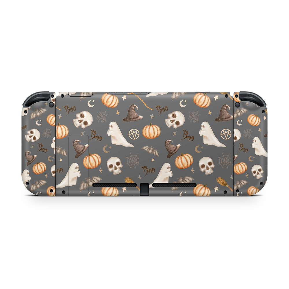 Spooky Things Grey Nintendo Switch Skin