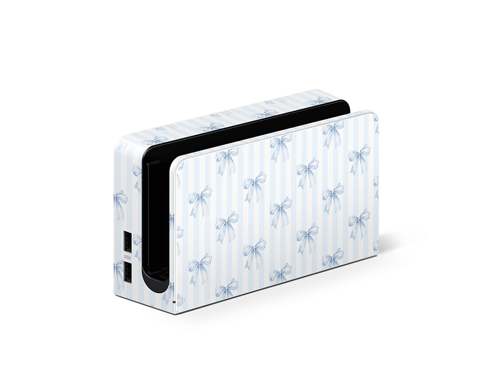 Sky Blue Bows Nintendo Switch OLED Skin