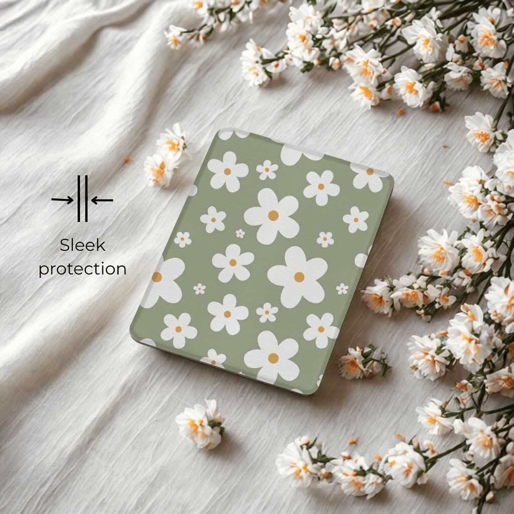 Verdant Daisies Kindle Case | Built in Hand Strap & Back Magnets
