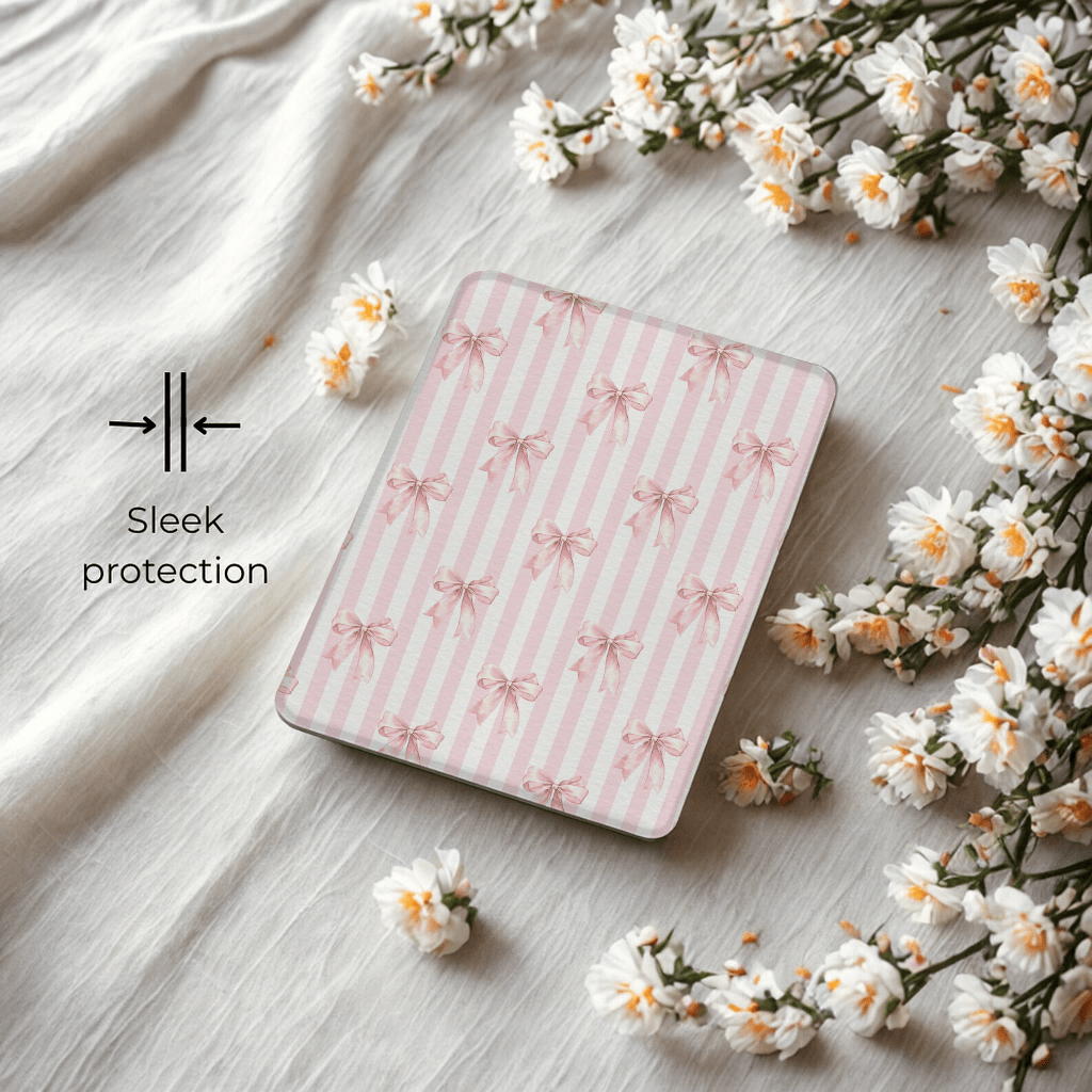 Blush Bows Kindle Case | Built in Hand Strap & Back Magnets