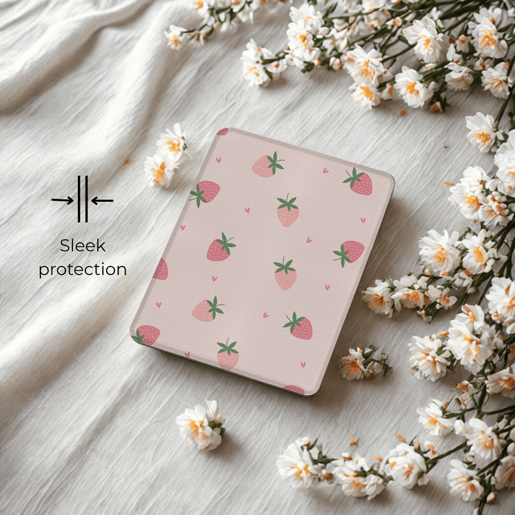 Strawberry Fields Kindle Case | Built in Hand Strap & Back Magnets