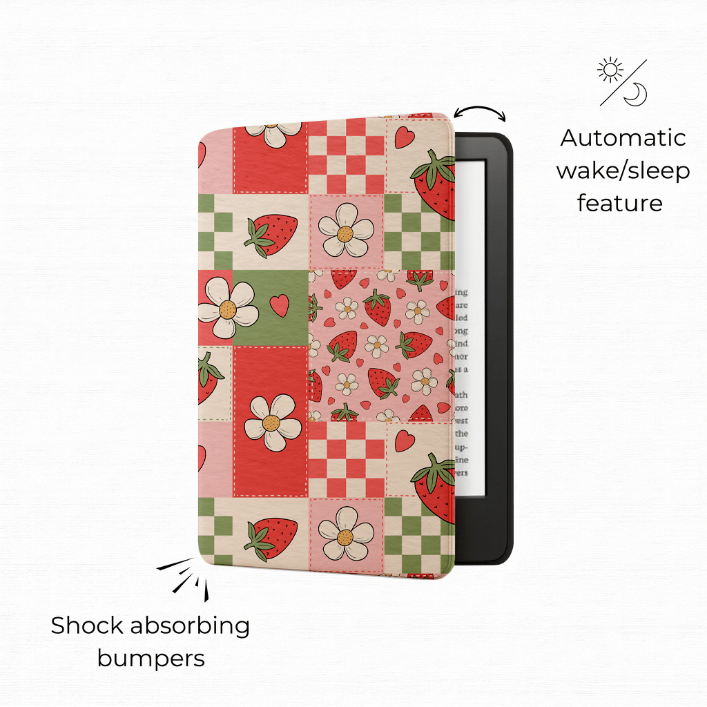 Strawberry Patchwork - Lightweight Everyday Kindle Case