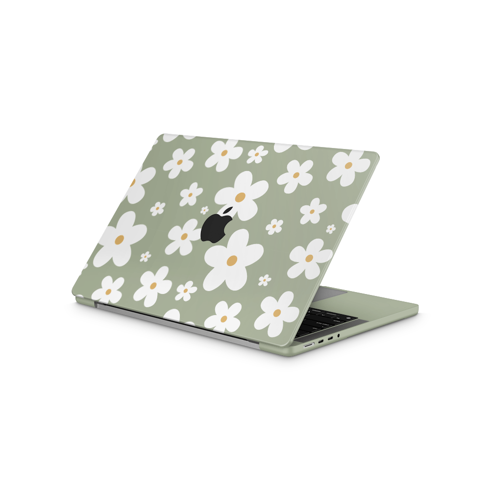 Verdant Daisies Apple MacBook Skins