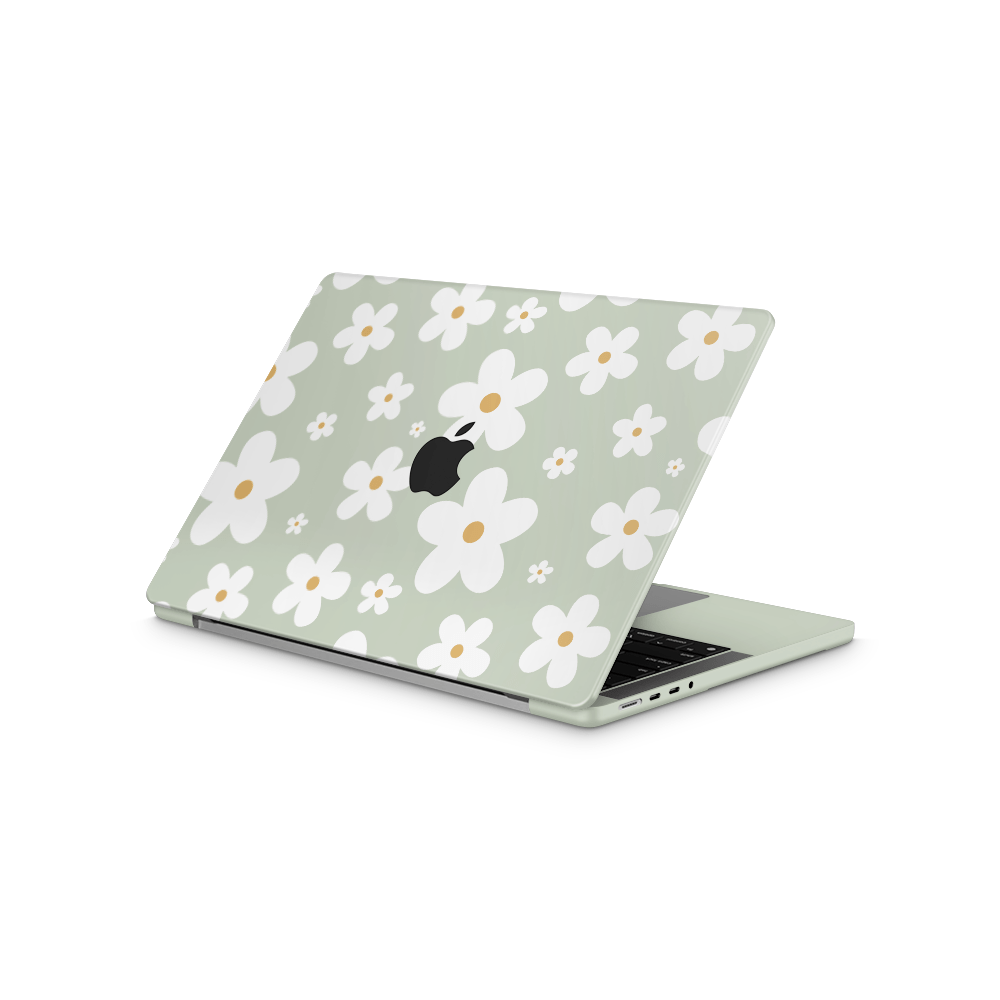Sage Daisies Apple MacBook Skins