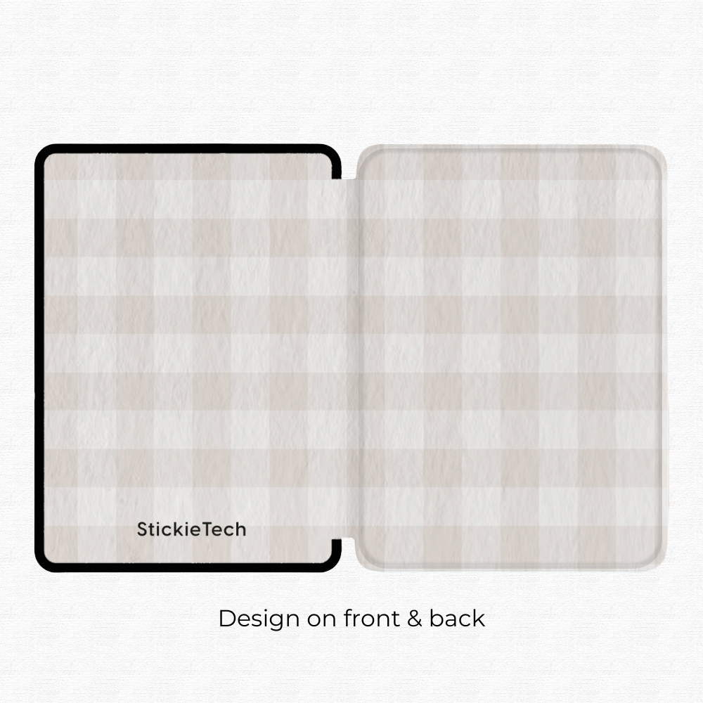 Beige Linen Kindle Case | Built in Hand Strap & Back Magnets