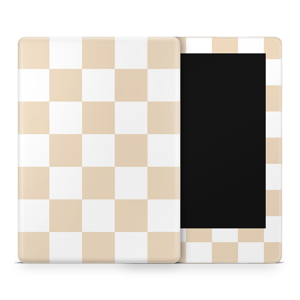 Latte Checkered Amazon Kindle Skins