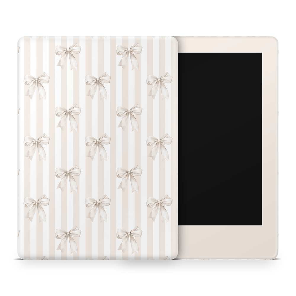 Beige Linen Bows Amazon Kindle Skins
