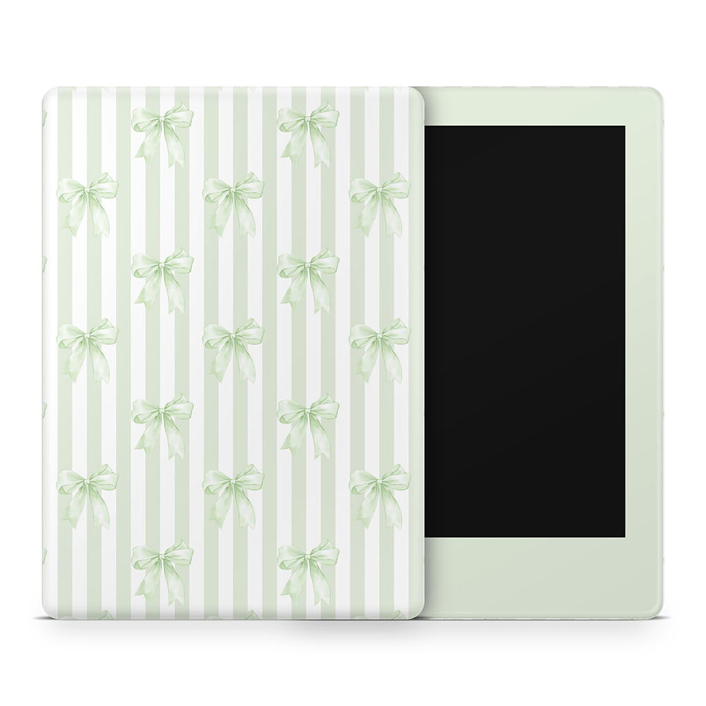 Soft Green Bows Amazon Kindle Skins