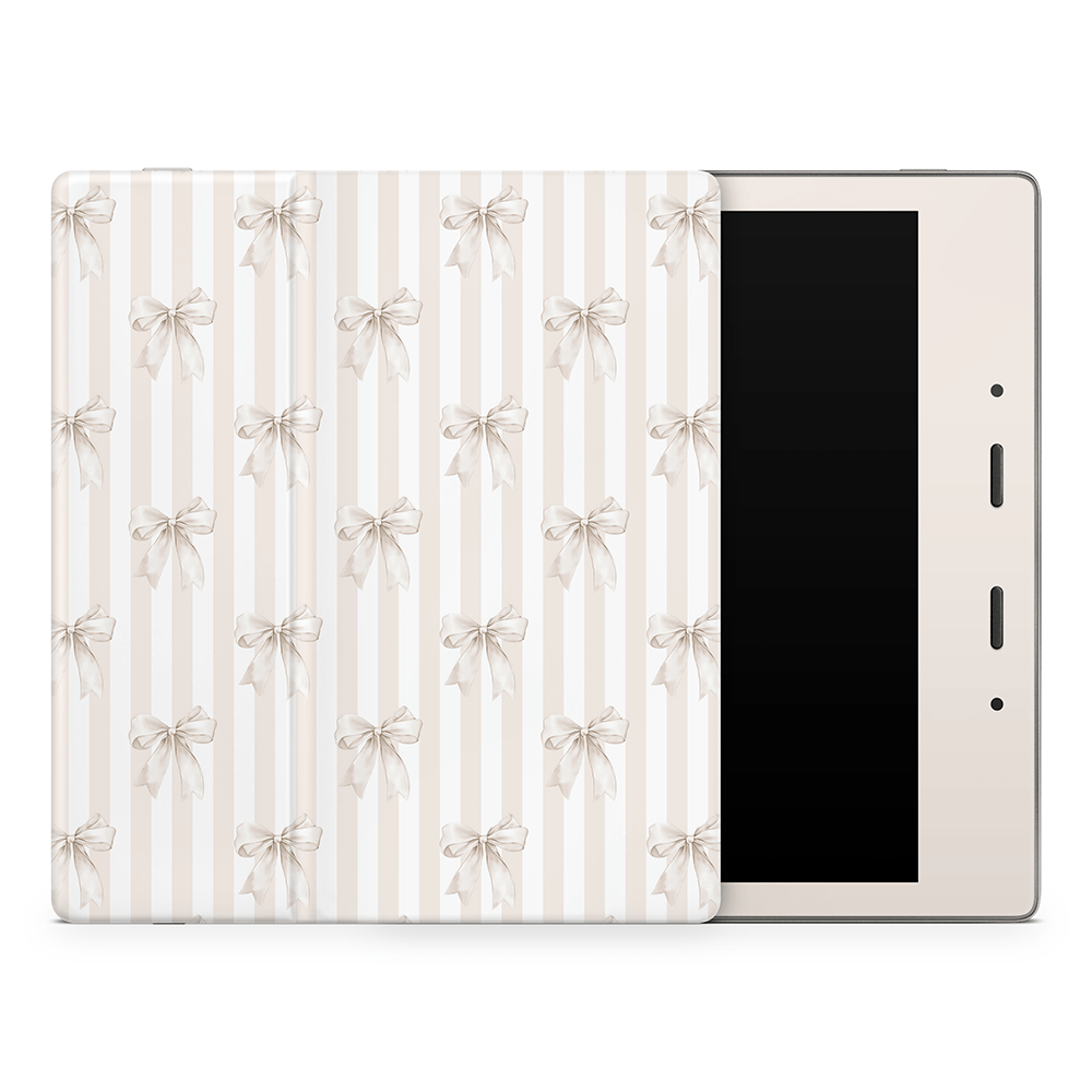 Beige Linen Bows Amazon Kindle Skins