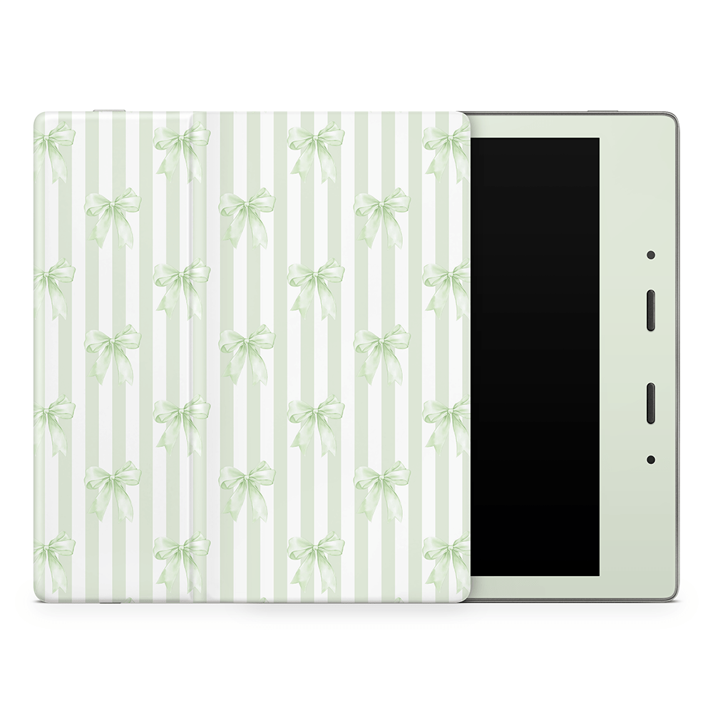 Soft Green Bows Amazon Kindle Skins