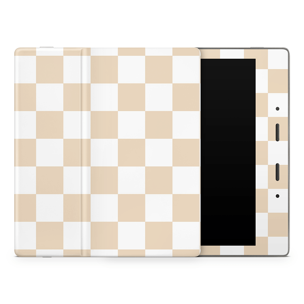 Latte Checkered Amazon Kindle Skins