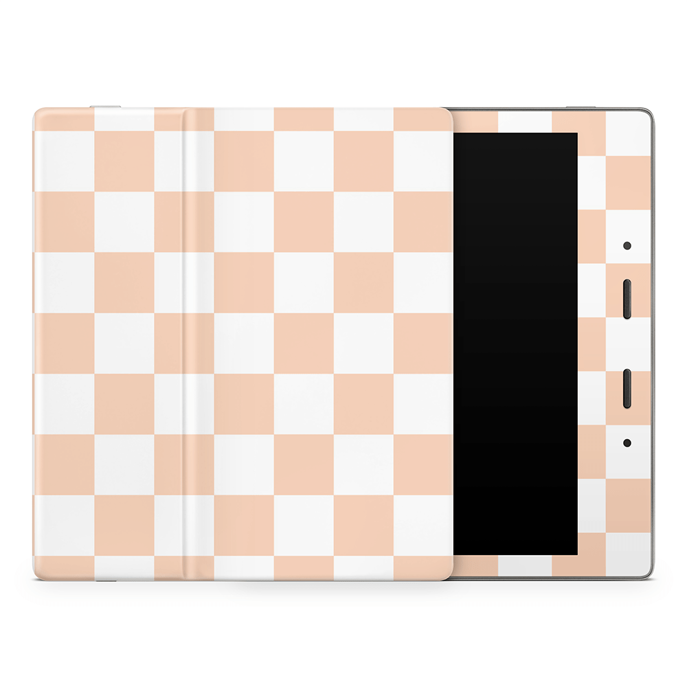 Peach Checkered Amazon Kindle Skins