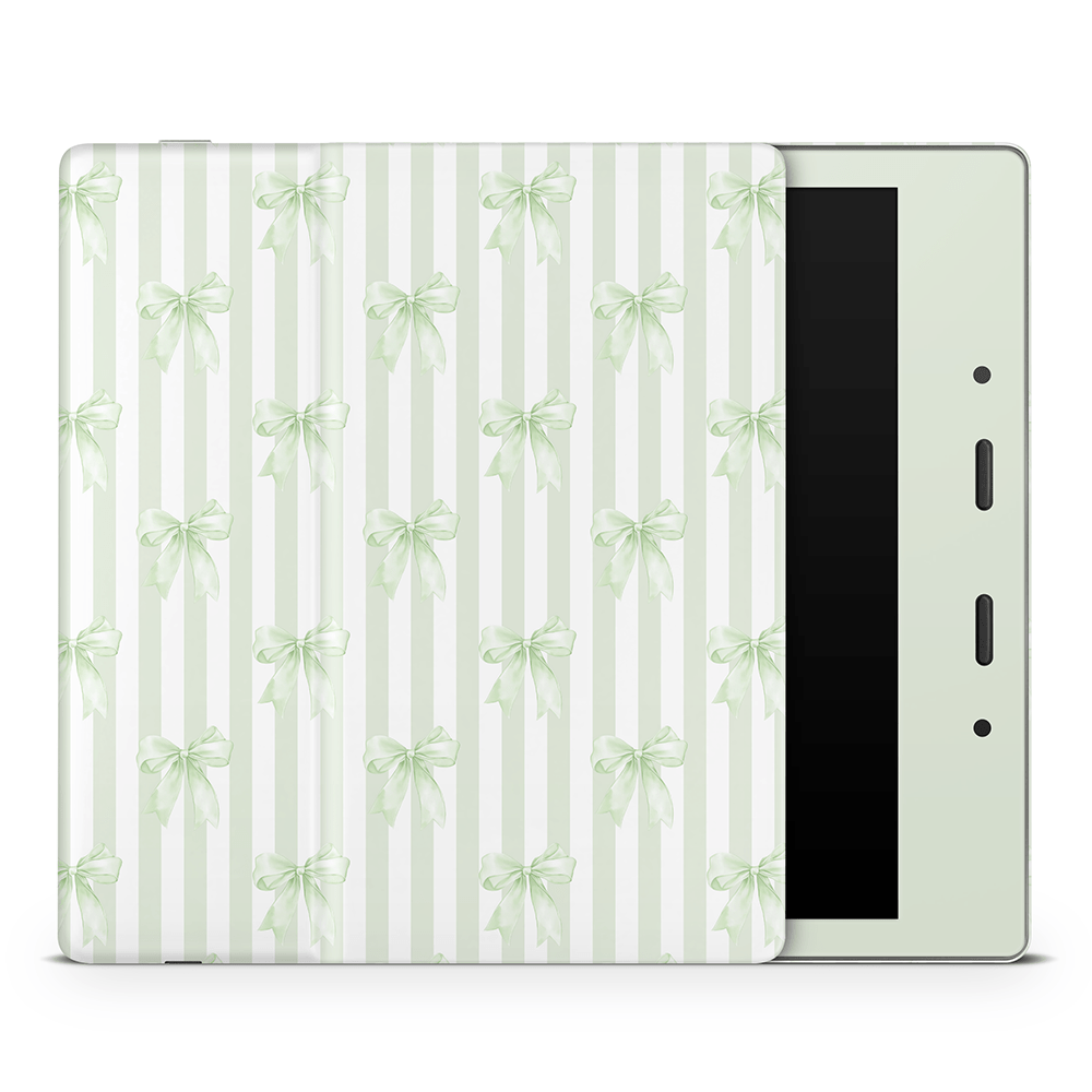 Soft Green Bows Amazon Kindle Skins