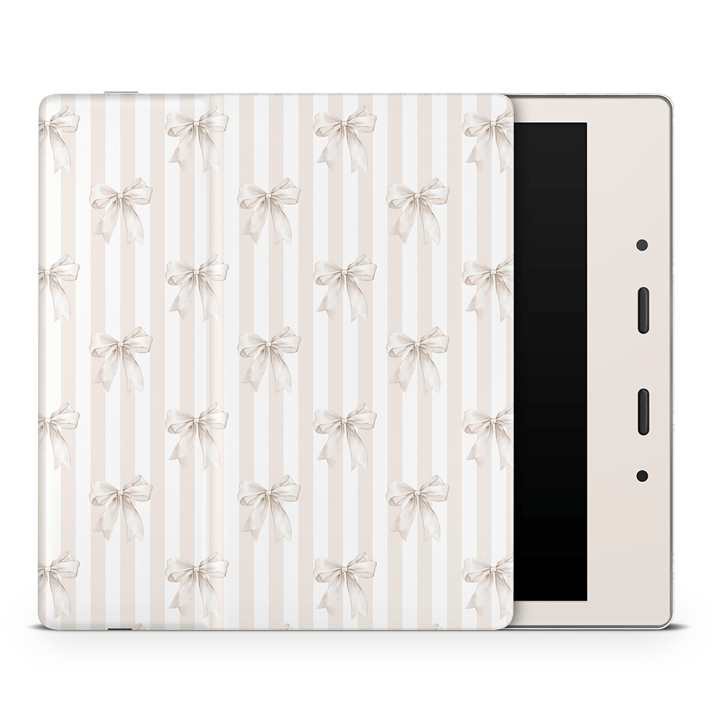 Beige Linen Bows Amazon Kindle Skins