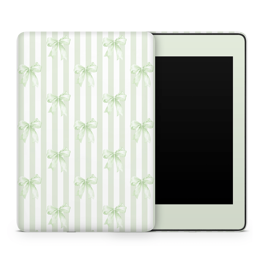 Soft Green Bows Amazon Kindle Skins