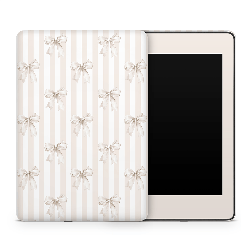 Beige Linen Bows Amazon Kindle Skins
