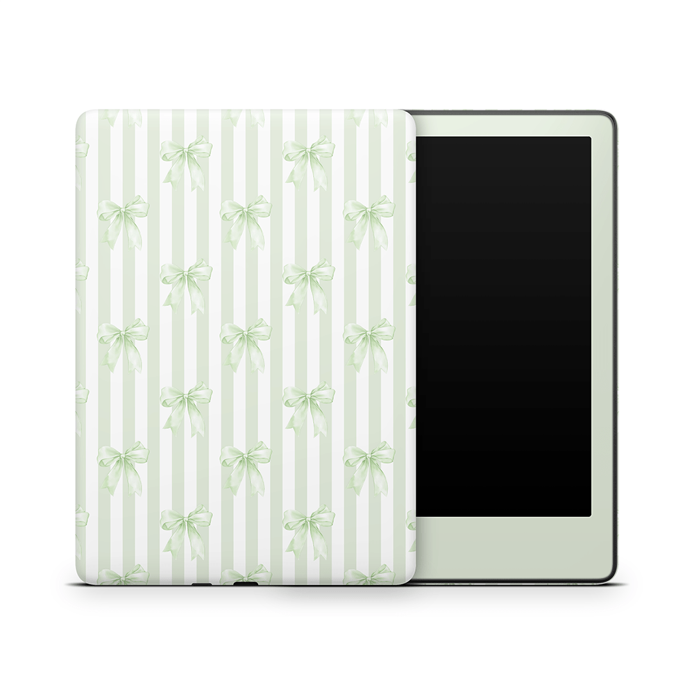 Soft Green Bows Amazon Kindle Skins