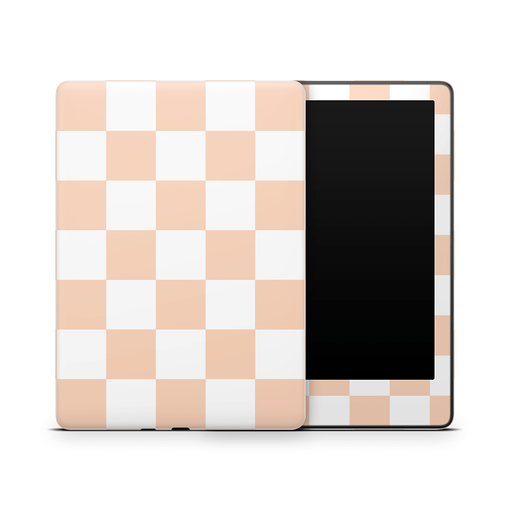 Peach Checkered Amazon Kindle Skins