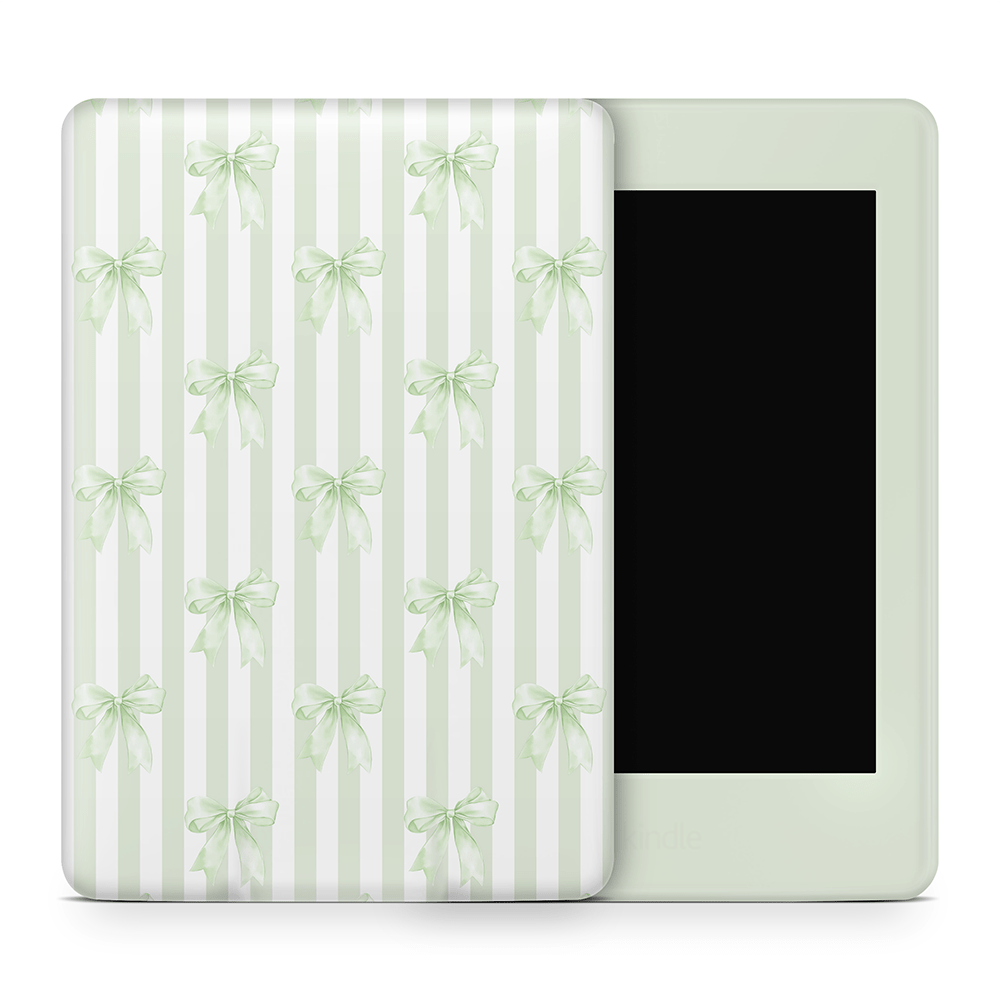 Soft Green Bows Amazon Kindle Skins