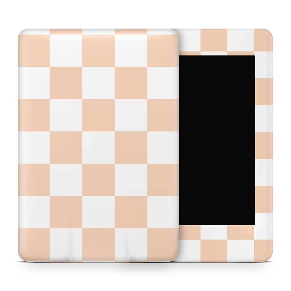 Peach Checkered Amazon Kindle Skins