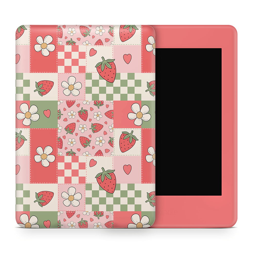 Strawberry Patchwork Amazon Kindle Skins