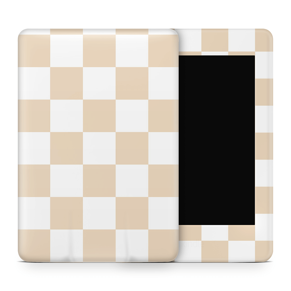 Latte Checkered Amazon Kindle Skins