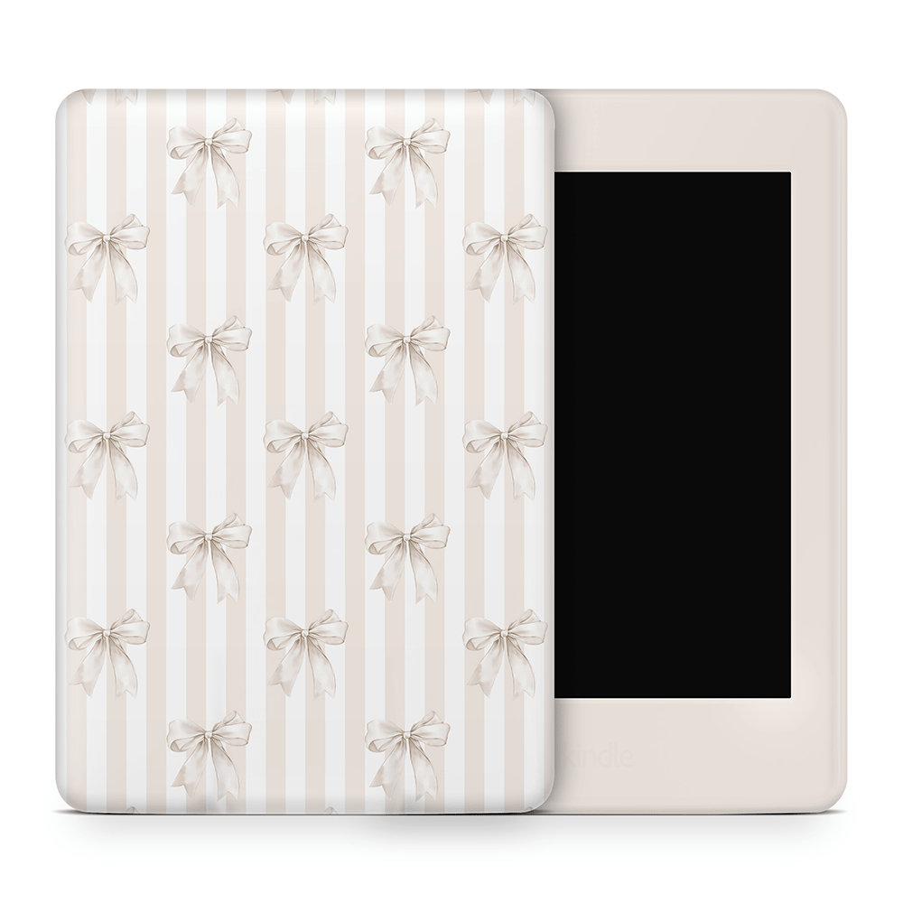 Beige Linen Bows Amazon Kindle Skins