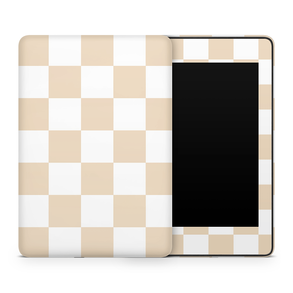 Latte Checkered Amazon Kindle Skins