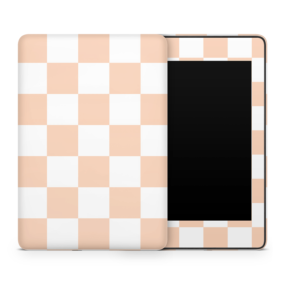 Peach Checkered Amazon Kindle Skins