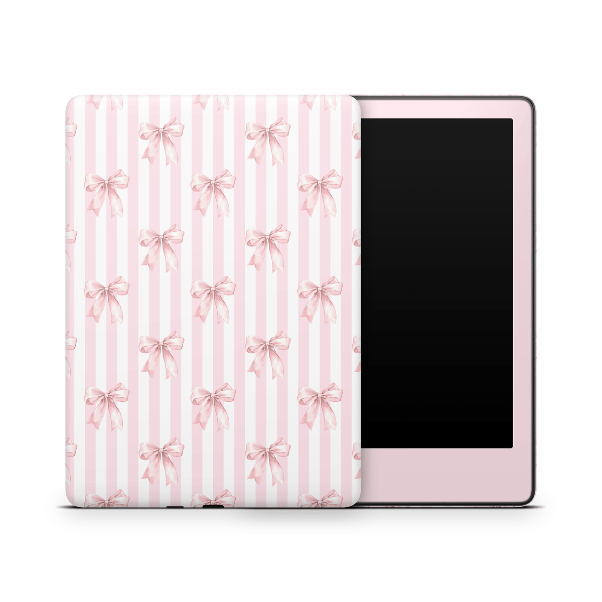 Custom Kindle decal skin on a Kindle Paperwhite, back and front