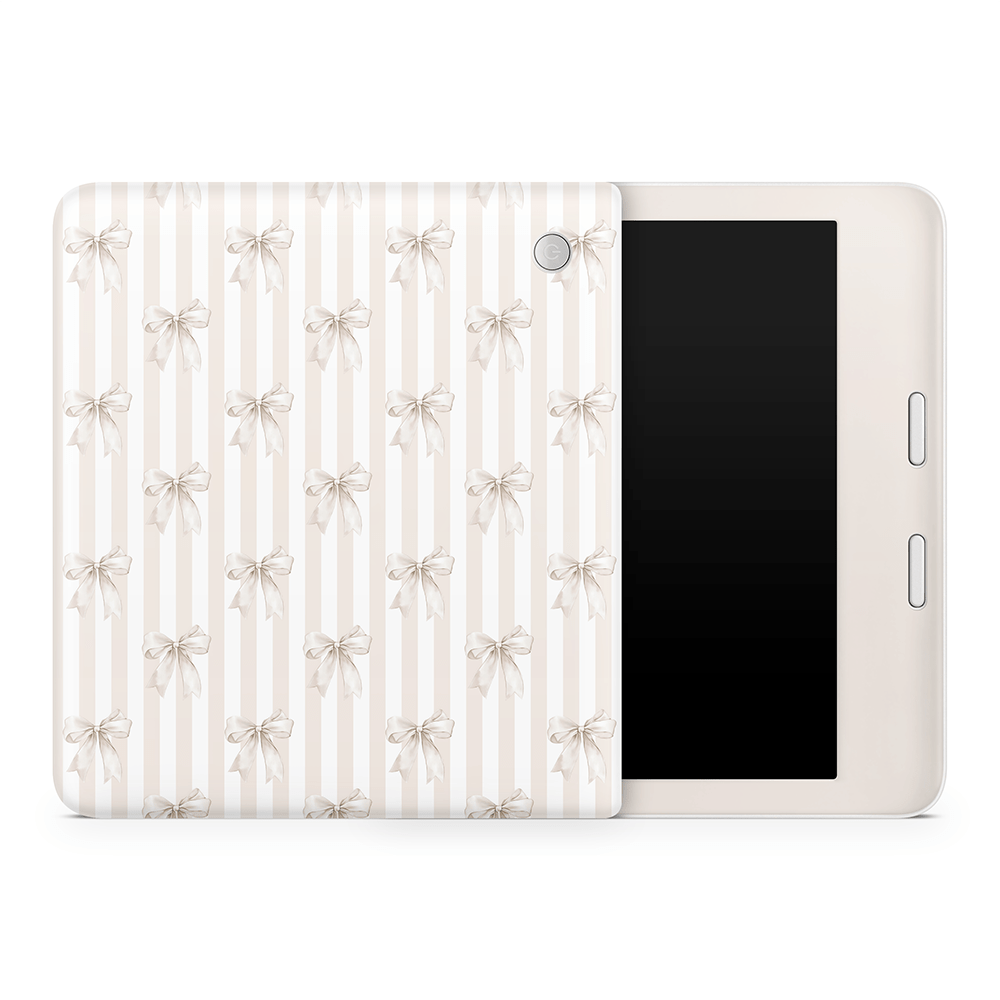 Beige Linen Bows Kobo Skins