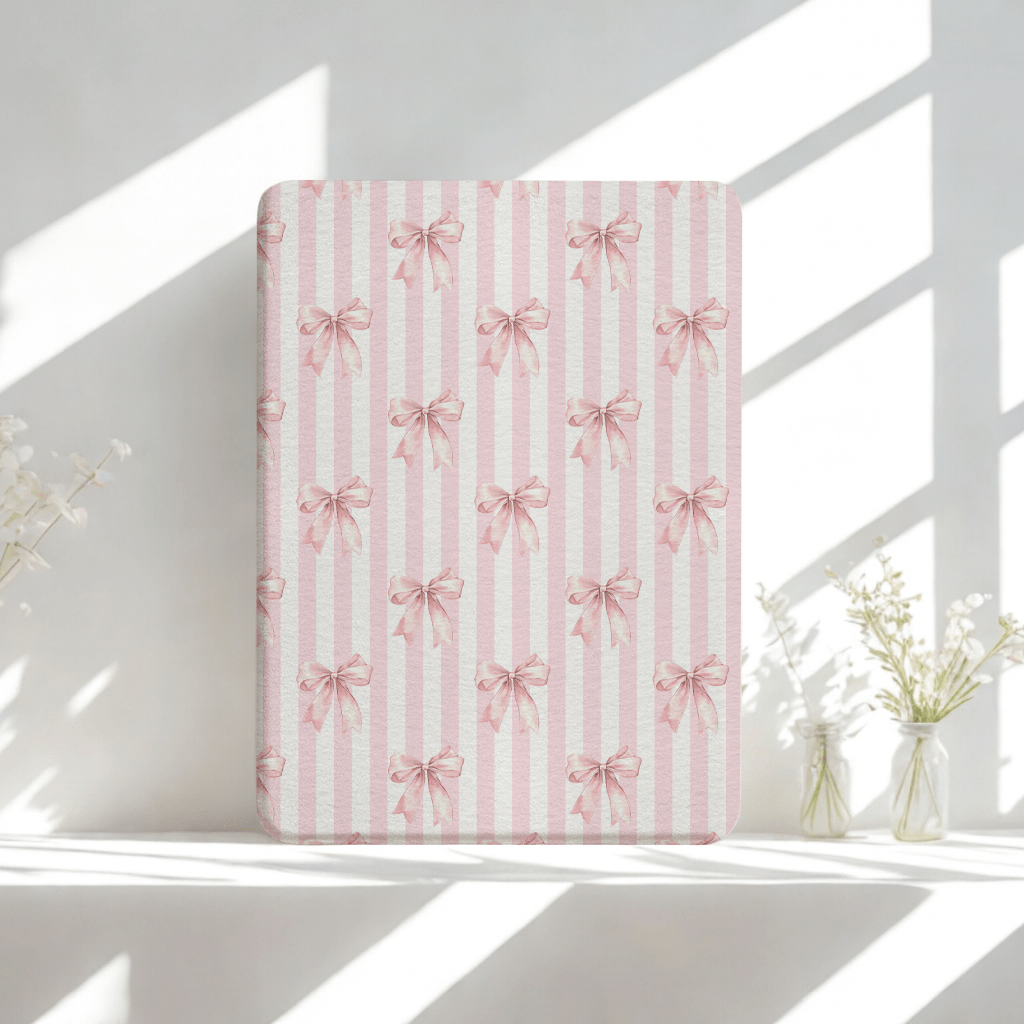 Blush Bows Kindle Case | Built in Hand Strap & Back Magnets