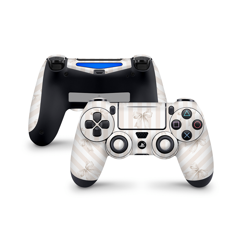 Beige Linen Bows PS4 DualShock Controller Skin