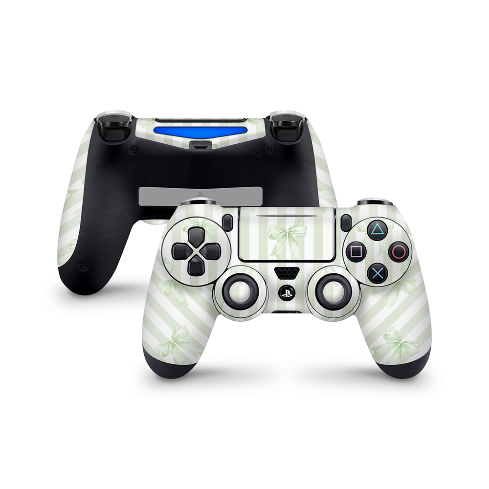 Soft Green Bows PS4 DualShock Controller Skin