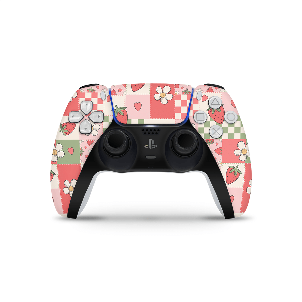 Strawberry Patchwork PS5 Controller Skin