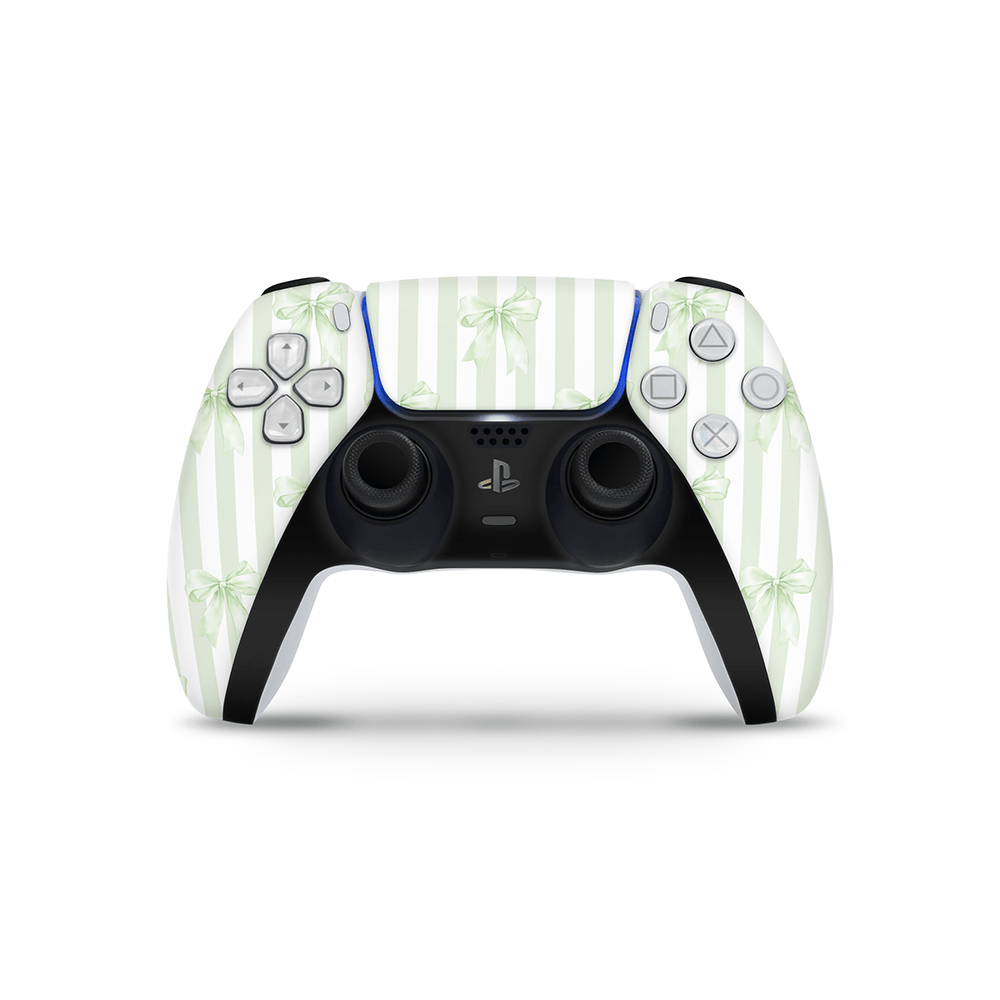 Soft Green Bows PS5 Controller Skin