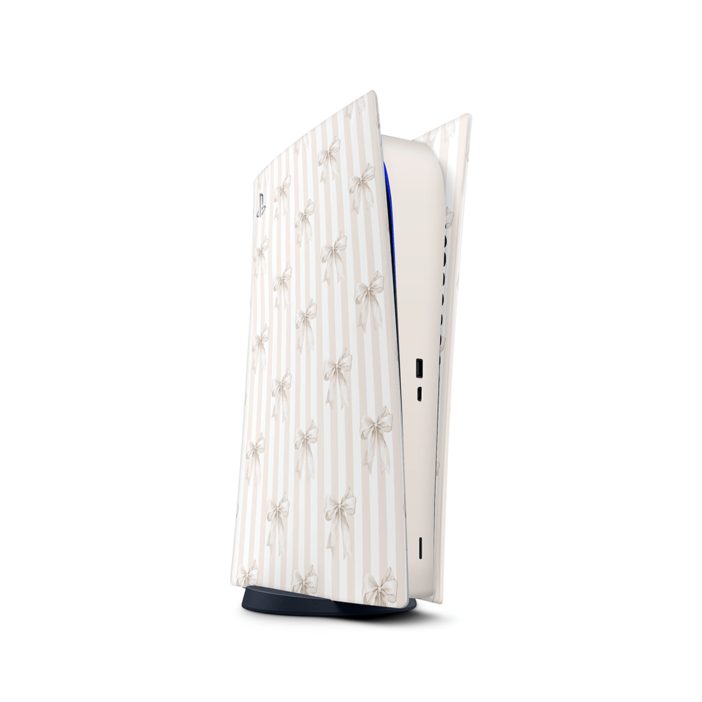 Beige Linen Bows PS5 Skins